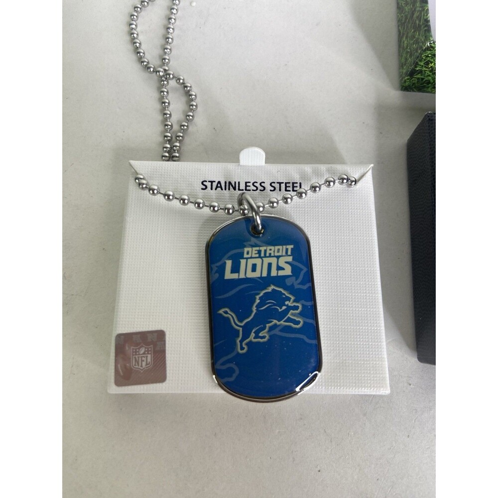 Detroit Lions Dog Tag Necklace Stainless Steel NFL Licensed with Gift Box